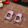 Wholesale Christmas Hollow Christmas Tree Leopard Print Car Wooden Double-Sided Earrings