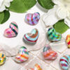 Wholesale Rainbow Striped Love Heart Beaded Acrylic Peach Heart Vertical Hole Beads DIY Mobile Phone Chain Keychain Small Accessories Beads