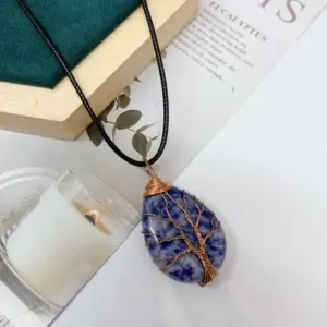 Blue Dot Gold / Lucky Tree Water Drops (Including Leather Rope) 13.5G