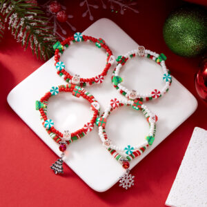 oly-611cf4b31267e5e5f858a4030a714b06 Wholesale Christmas cross-border European and American jewelry fashion Joker Christmas rice beads soft pottery Christmas tree snowflake bracelet in stock