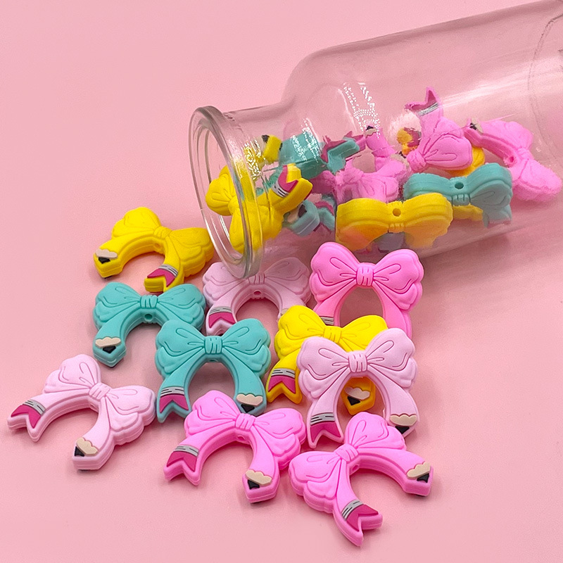 Wholesale Strict selection of Amazon new products factory direct focus silicone beads bow loose beads beaded jewelry aessories