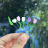 Wholesale 1:12 doll house accessories mini clay flower single flower flower arrangement OB11 tulip rose leaves pure hand made