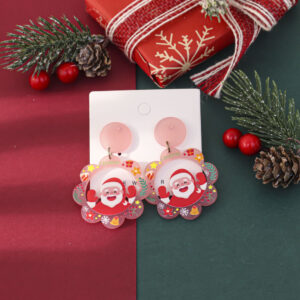 Pink Santa Claus / Acrylic + iron hook; Acrylic + stainless steel ear pin