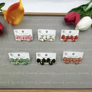 Butterfly Knot Design Full Oil Drop Earrings Random Color / 18k