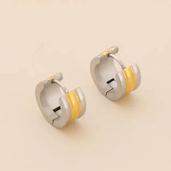 Wholesale 304 Stainless Steel Geometric PVD Coated 18K Real Gold Plated Basic Waterproof Non Tarnish Hoop Earrings
