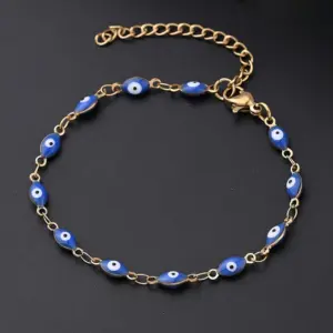 Blue Eye Bracelet (Gold) / 11X4mm (Length: 160+50mm) / 1 Strand/Package