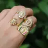 Wholesale Fashion Inlaid Zircon Virgin Mary Copper Zircon Geometric Ring