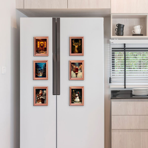 Wholesale Christmas Retro Wooden Photo Frame Magnetic Fridge Magnet