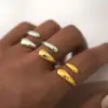 oly-613375bd62bb0089f91d3d08aa5f8013 Wholesale PVD Coated Real Gold Plated 18K Gold Geometric 304 Stainless Steel IG Style Elegant Simple Style Waterproof Non Tarnish Open Rings