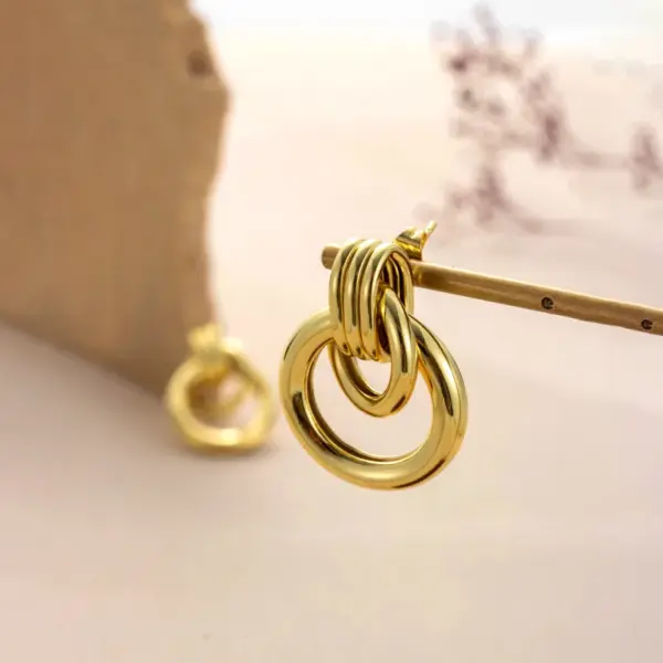 Wholesale 1 Pair French Style Simple Style Classic Style Semicircle Double Ring Copper Ear Studs