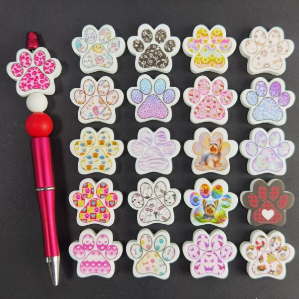 Wholesale Silicone Cat Paw Print Beads DIY Beading