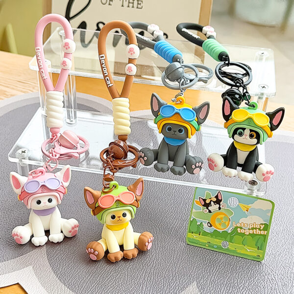 Wholesale Jinnew original German cat series pilot cartoon key chain pendant tide play car key chain gift
