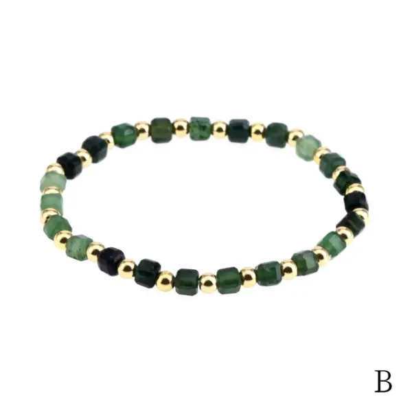 Wholesale Vintage Style Geometric Natural Stone Elastic String Golden Balls Woven Chain Bracelets In Bulk