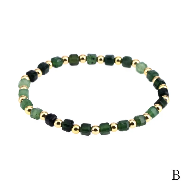 Wholesale Vintage Style Geometric Natural Stone Elastic String Golden Balls Woven Chain Bracelets In Bulk