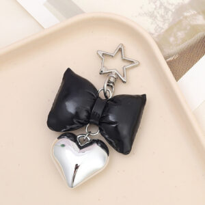 K3615 leather bow pendant five-pointed star buckle black / pendant