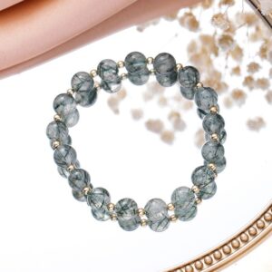 8mm Green Hair Crystal Bracelet