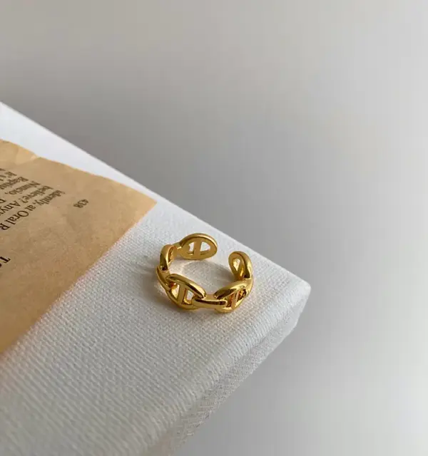 304 Stainless Steel Solid Color PVD Coated 18K Real Gold Plated Simple Style Classic Style Waterproof Non Tarnish Hollow Out Open Rings