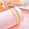 Wholesale Valentine's Day Jewelry 201 Stainless Steel Imitation Gold Plated Heart-Shaped Zircon Couple Bracelet Two-Piece Set Waterproof Non-Fading Cuban Chain
