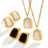 Wholesale PVD Coated Real Gold Plated 18K Gold Geometric 304 Stainless Steel French Style Waterproof Non Tarnish Earrings Necklace