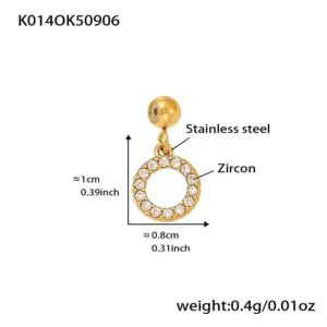 K014-Gold Circle Zircon Pendant