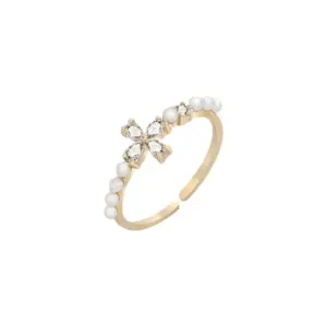 Cross Zircon Ring / Adjustable Opening