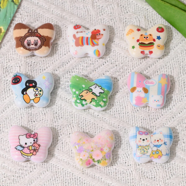 Wholesale 10pcs/pack Cartoon Monster Printed Beads Butterfly Acrylic Beads