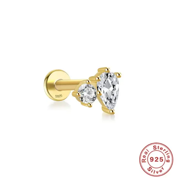 1 Piece Ear Cartilage Rings & Studs Fashion Geometric 925 Sterling Silver Inlay Zircon