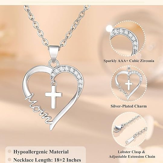Wholesale Cross-border New Love Cross MOM Pendant European and American Fashion Elegant Clavicle Chain for Mother's Day Gift