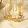 Wholesale Ion Plating (IP) 18K Gold Plated Love Envelope Red Heart 304 Stainless Steel French Style Classic Commute Pendant Necklace