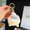 Wholesale [small bean cubes] imitation rex rabbit fur South Korea ins ugly cute small coal cart key chain pendant bag pendant gift