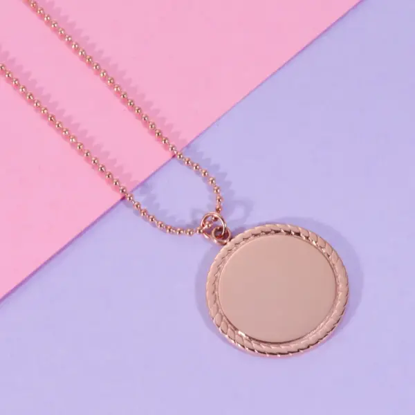 304 Stainless Steel Geometric Customization Laser Engraving PVD Coated 18K Real Gold Plated Simple Style Waterproof Non Tarnish Cable Chain Rose Gold Gold Silver Pendant Necklace