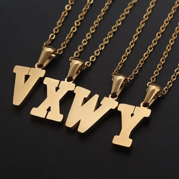 Wholesale Jewelry Simple Style Commute Letter 304 Stainless Steel Shell Gold Plated Plating Inlay Pendant Necklace