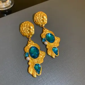 56# Silver Needle Middle Ancient Irregular Earrings