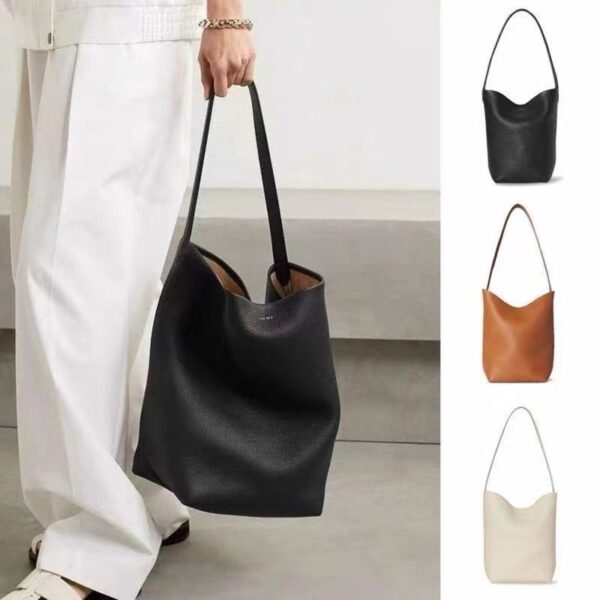 oly-61a1f57fe3e14429ef98471fa8aebb2c Wholesale The Row Large-Capacity Bucket Bag Genuine Leather Pebbled Tote Bag for Class and Work Clothing New Therow Shoulder Bag