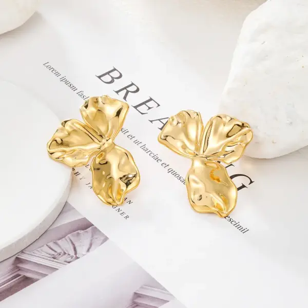 Wholesale 1 Pair IG Style French Style Flower 304 Stainless Steel 14K Gold Plated Ear Studs