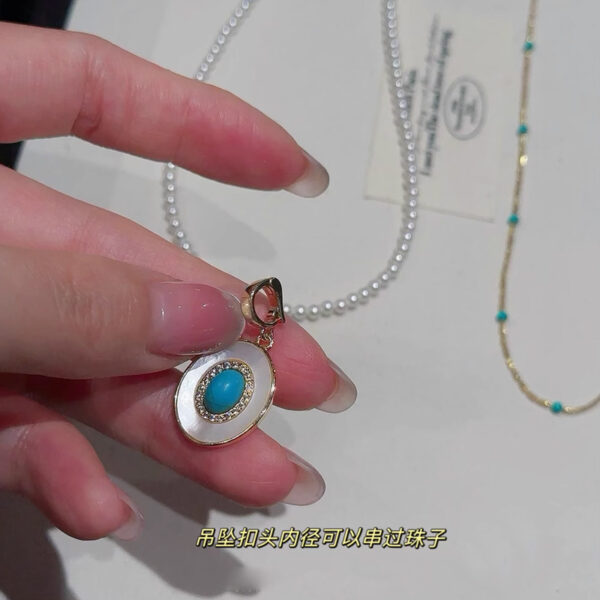 Wholesale Turquoise Pearl Necklace Stacked Women's Accessories Clavicle Chain Summer High-End Light Luxury Niche Pendant Necklace Jewelry
