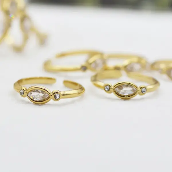 Wholesale PVD Coated 14K Gold Real Gold Plated Solid Color 304 Stainless Steel Fashion Waterproof Non Tarnish Open Ring