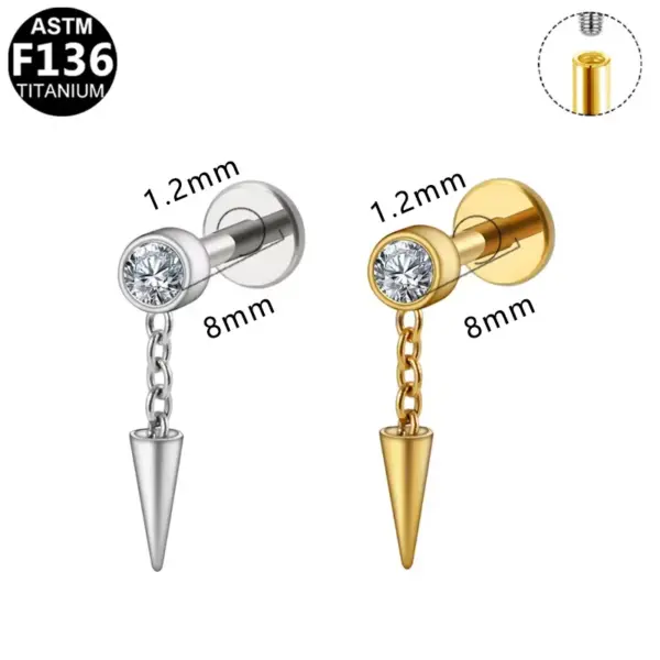 Wholesale 1 Piece Ear Cartilage Rings & Studs Simple Style Classic Style Water Droplets Pure Titanium Titanium Alloy Zircon White Gold Plated