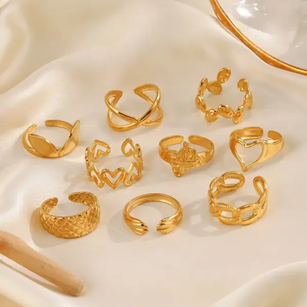 Wholesale PVD Coated 18K Gold Plated Heart Shape Butterfly 304 Stainless Steel IG Style Waterproof Non Tarnish Open Rings