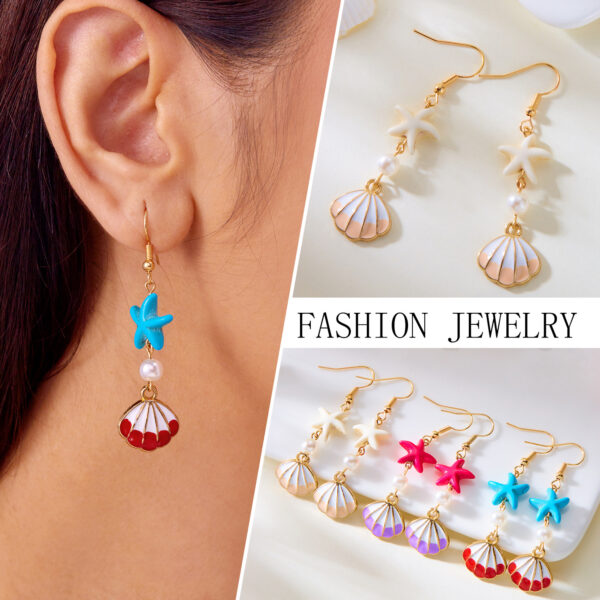 Wholesale Shell Starfish Earrings Series Creative Design Personalized Earrings Women's Ins Ocean Beach All-match Earrings Jewelry