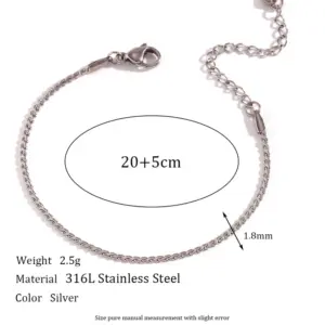 1.8mm S Chain-Steel Anklet-20cm+5cm