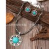 Wholesale European and American cross-border Bohemian round diamond plus pine stone alloy necklace earrings personalized retro alloy earrings jewelry