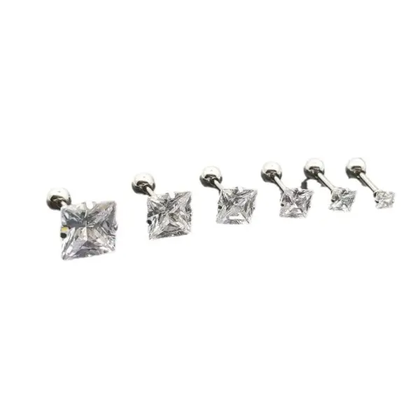 1 Piece Simple Style Geometric Plating 304 Stainless Steel Zircon Ear Studs