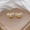 Wholesale Jewelry Cute Simple Style Commute Little Bear Titanium Steel Copper Zircon Gold Plated Inlay Cable Chain Jewelry Set