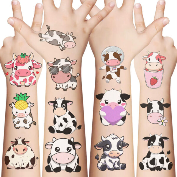 Wholesale Cross-border New Color Cow Tattoo Sticker Waterproof Party Gift Funny Fun Face Sticker Cross-border