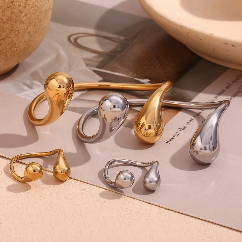 Wholesale PVD Coated Real Gold Plated 18K Gold Water Droplets Solid Color 304 Stainless Steel Basic Simple Style Classic Style Waterproof Non Tarnish