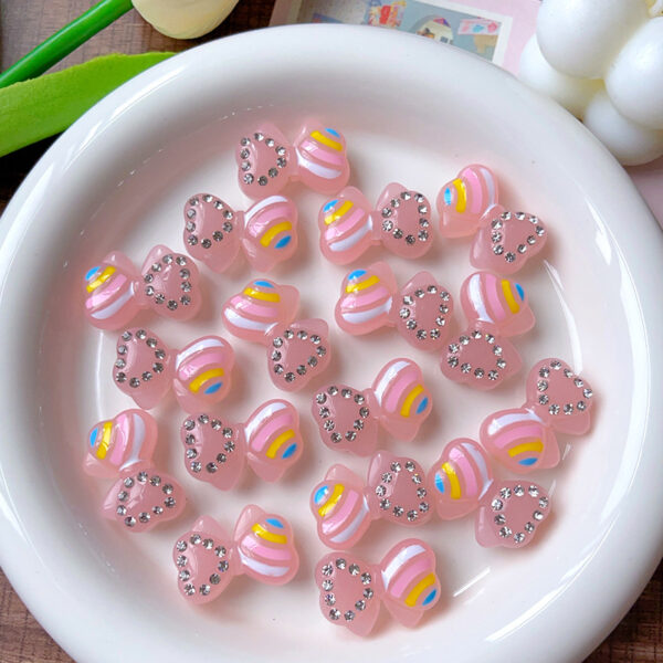 Wholesale Glow-in-the-dark rainbow bow straight beaded necklace