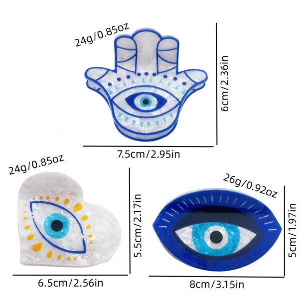 Wholesale New cross-border e-commerce style devil eye hair clip, retro blue eyes, Fatima's hand claw clip, Halloween evil eye headband.