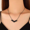 Wholesale Cross Border Black Bat Chain Necklace Halloween Gothic Punk Vampire Black Jewelry Horror Necklace