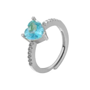 White Gold Color Sea Blue Diamond / Adjustable Opening